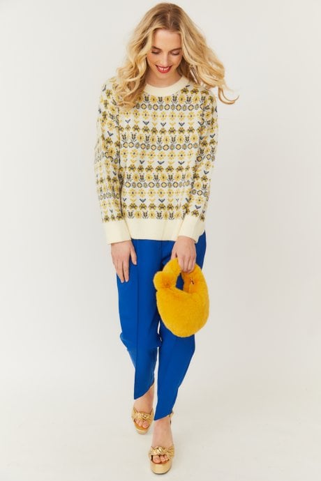 JAYLEY Yellow Faux Fur Jodie Tote Bag