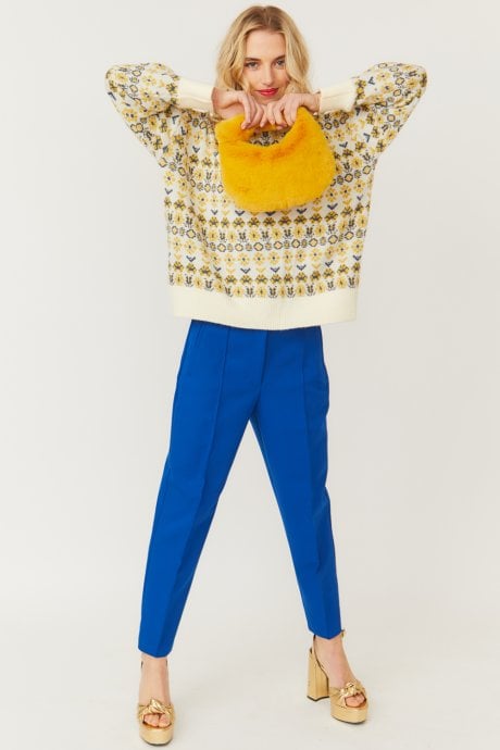 JAYLEY Yellow Faux Fur Jodie Tote Bag