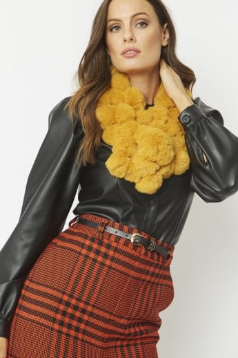JAYLEY Yellow Faux Fur Pat Scarf