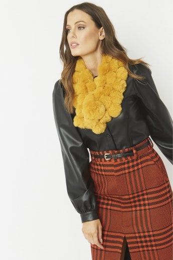 JAYLEY Yellow Faux Fur Pat Scarf