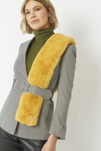 JAYLEY Yellow Faux Fur Scarf