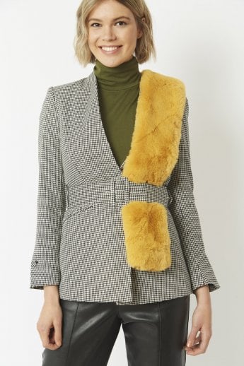 JAYLEY Yellow Faux Fur Scarf