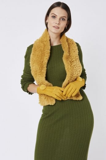 JAYLEY Yellow Faux Fur Scarf