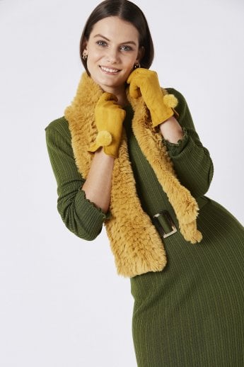 JAYLEY Yellow Faux Fur Scarf