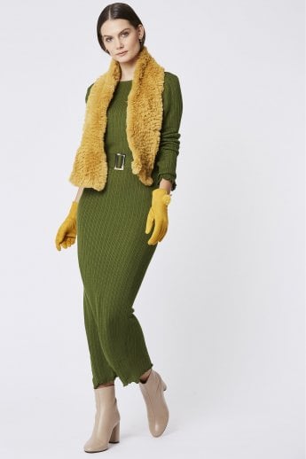 JAYLEY Yellow Faux Fur Scarf