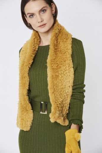 JAYLEY Yellow Faux Fur Scarf