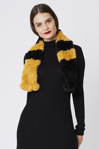JAYLEY Yellow Faux Fur Scarf