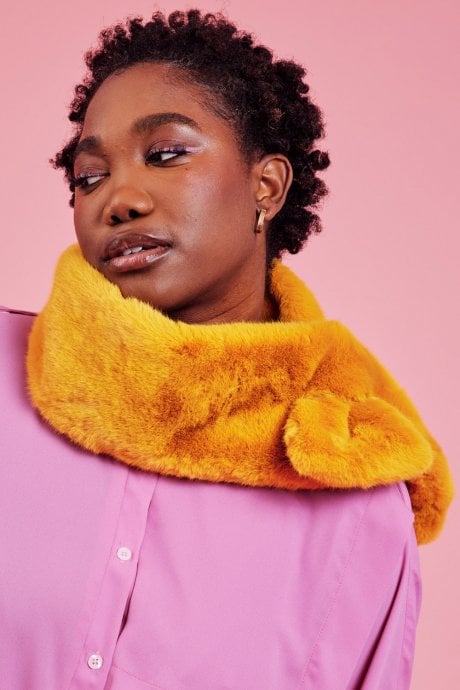 JAYLEY Yellow Faux Fur Scarf