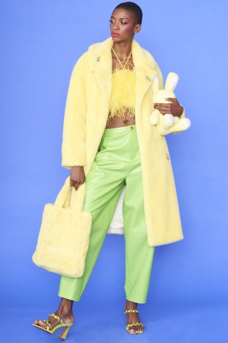 JAYLEY Yellow Faux Fur Tote Bag