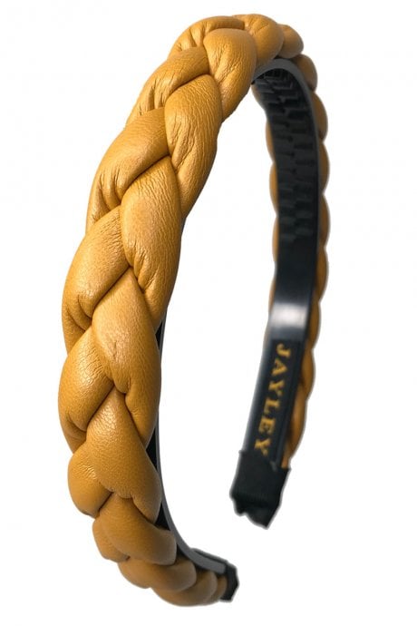 JAYLEY Yellow Faux Leather Plait Headband