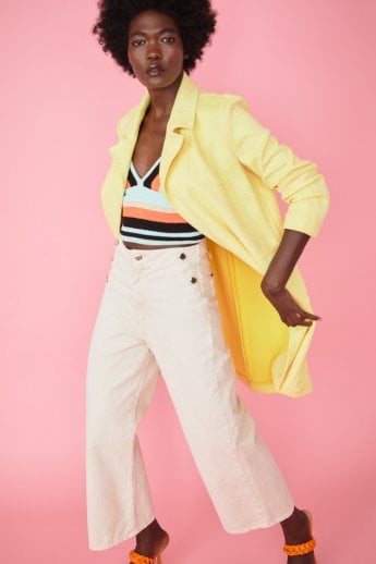 JAYLEY Yellow Faux Suede Animal Print Coat