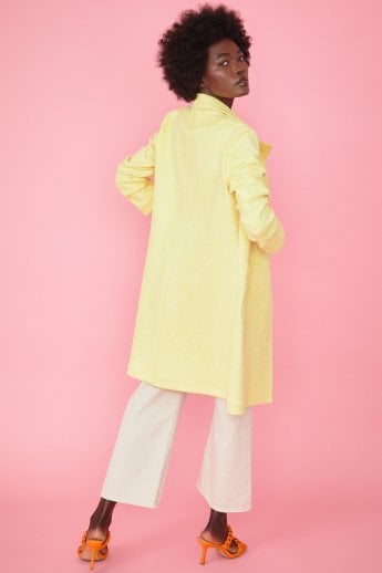 JAYLEY Yellow Faux Suede Animal Print Coat