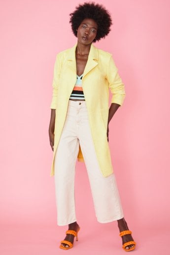 JAYLEY Yellow Faux Suede Animal Print Coat