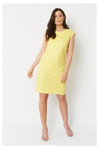 JAYLEY Yellow Faux Suede Animal Print Dress