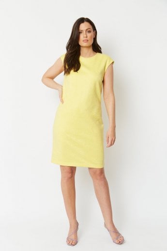 JAYLEY Yellow Faux Suede Animal Print Dress