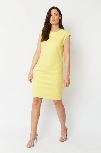 JAYLEY Yellow Faux Suede Animal Print Dress