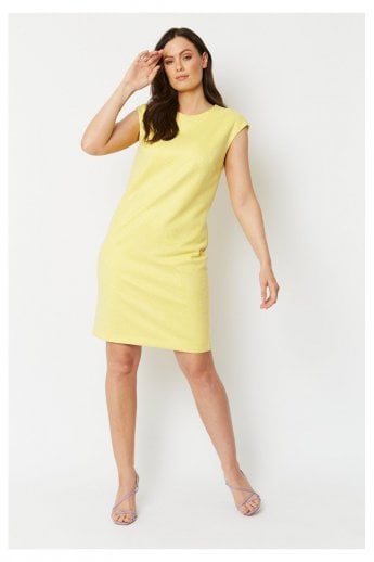 JAYLEY Yellow Faux Suede Animal Print Dress