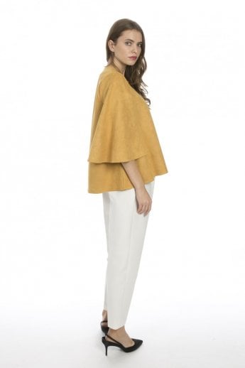 JAYLEY Yellow Faux Suede Cape Jacket