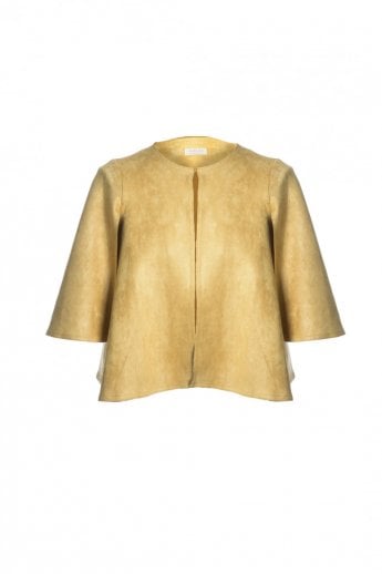 JAYLEY Yellow Faux Suede Cape Jacket