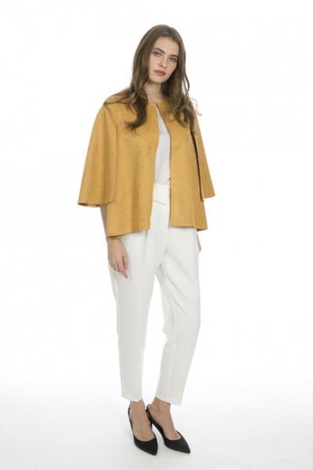 JAYLEY Yellow Faux Suede Cape Jacket