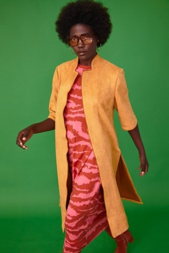 JAYLEY Yellow Faux Suede Coat