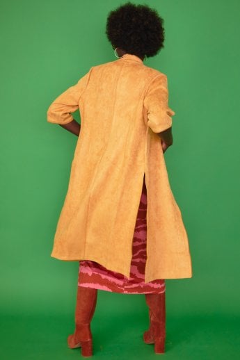 JAYLEY Yellow Faux Suede Coat