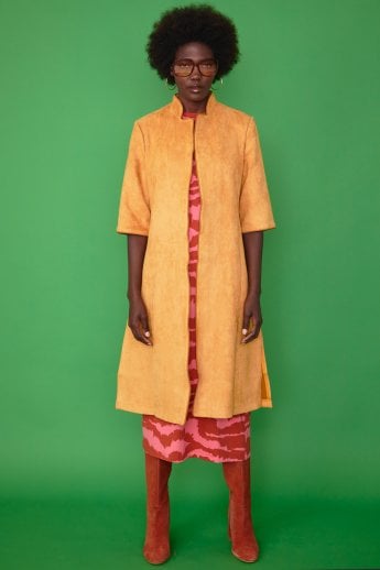 JAYLEY Yellow Faux Suede Coat