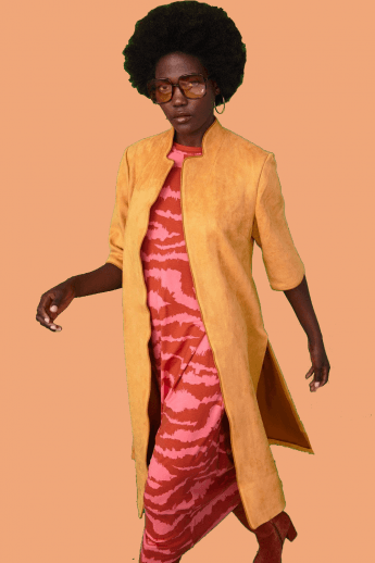 JAYLEY Yellow Faux Suede Coat