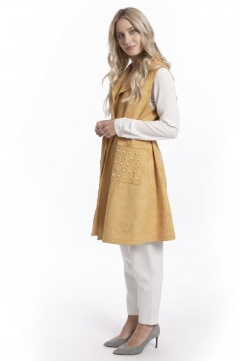 JAYLEY Yellow Faux Suede Gilet | Waistcoat