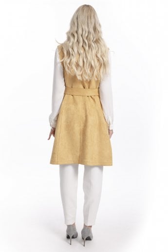JAYLEY Yellow Faux Suede Gilet | Waistcoat