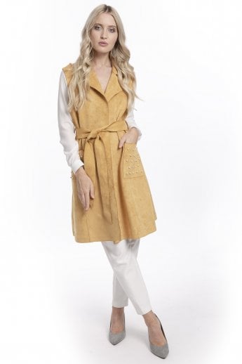 JAYLEY Yellow Faux Suede Gilet | Waistcoat
