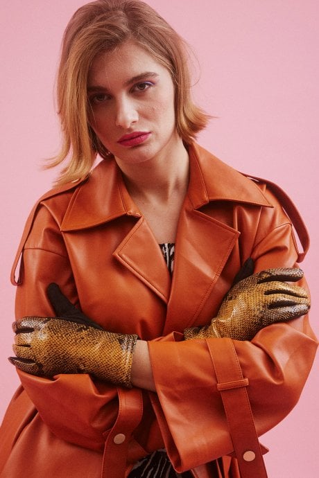 JAYLEY Yellow Faux Suede Gloves