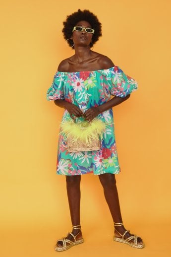 JAYLEY Yellow Hand Made Salines Straw Bag with Ostrich Feather