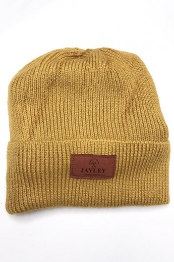 JAYLEY Yellow Knitted Beanie Hat And Scarf Set