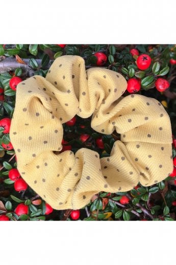 JAYLEY Yellow Natalie Polka Dot Scrunchie