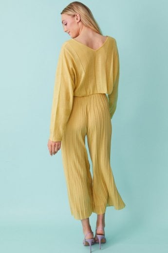 JAYLEY Yellow Oversized Ribbed Cropped Jumper