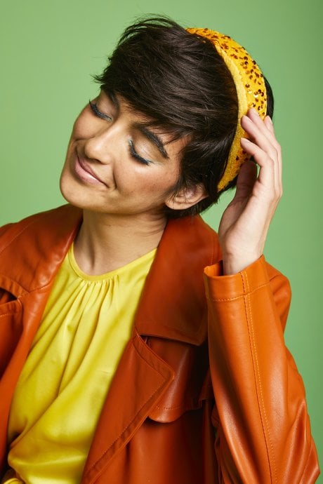 JAYLEY Yellow Padded Sequin Headband