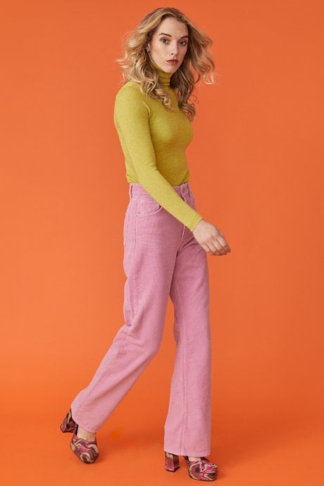 JAYLEY Yellow Roll Neck Cashmere Sweater