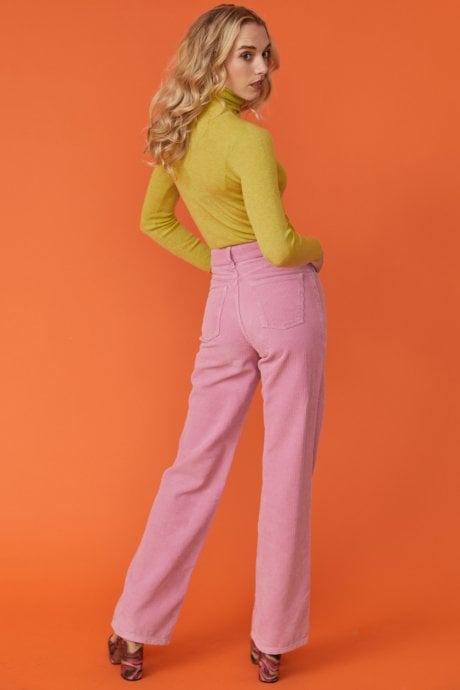 JAYLEY Yellow Roll Neck Cashmere Sweater