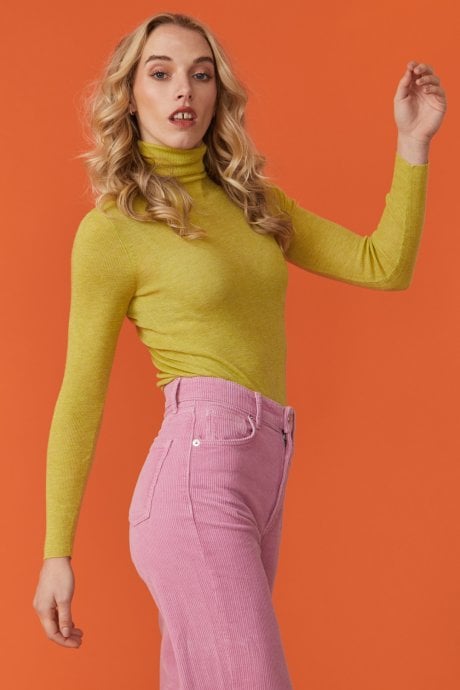 JAYLEY Yellow Roll Neck Cashmere Sweater