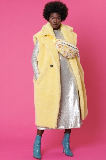 JAYLEY Yellow Shearling Maxi Gilet | Waistcoat