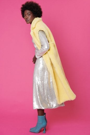 JAYLEY Yellow Shearling Maxi Gilet | Waistcoat