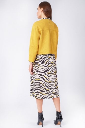 JAYLEY Yellow Short Faux Suede Jacket