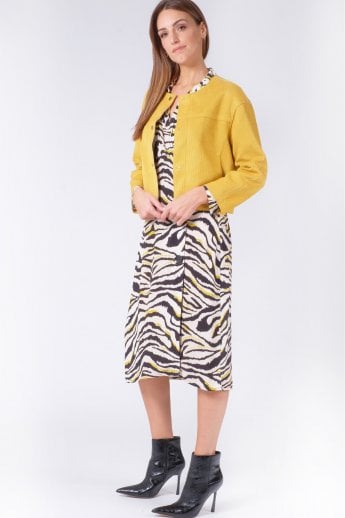 JAYLEY Yellow Short Faux Suede Jacket