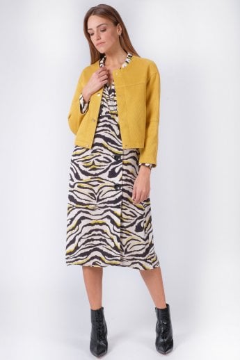 JAYLEY Yellow Short Faux Suede Jacket