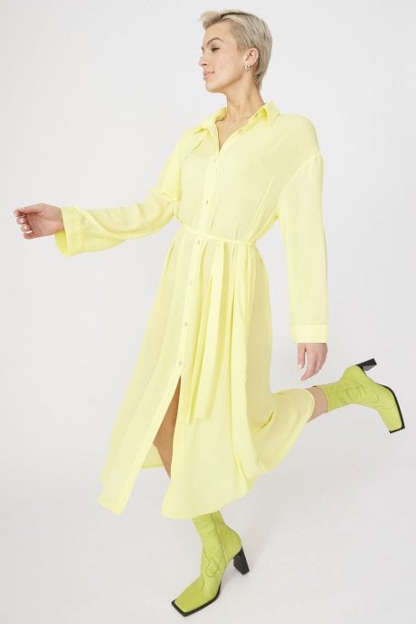JAYLEY Yellow Silk Blend Maxi Dress