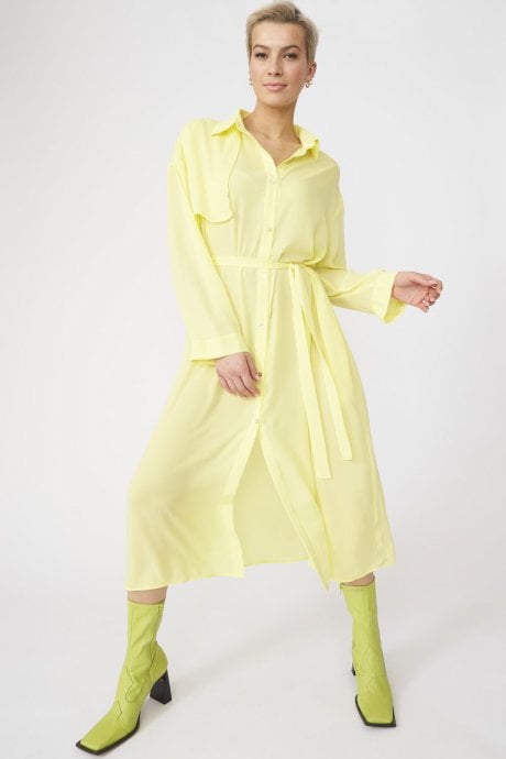 JAYLEY Yellow Silk Blend Maxi Dress