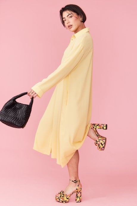 JAYLEY Yellow Silk Blend Maxi Dress