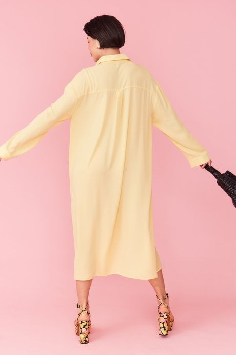 JAYLEY Yellow Silk Blend Maxi Dress