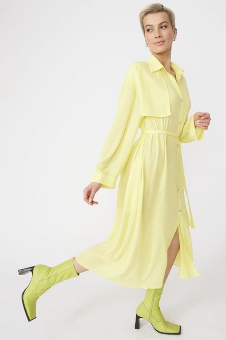 JAYLEY Yellow Silk Blend Maxi Dress